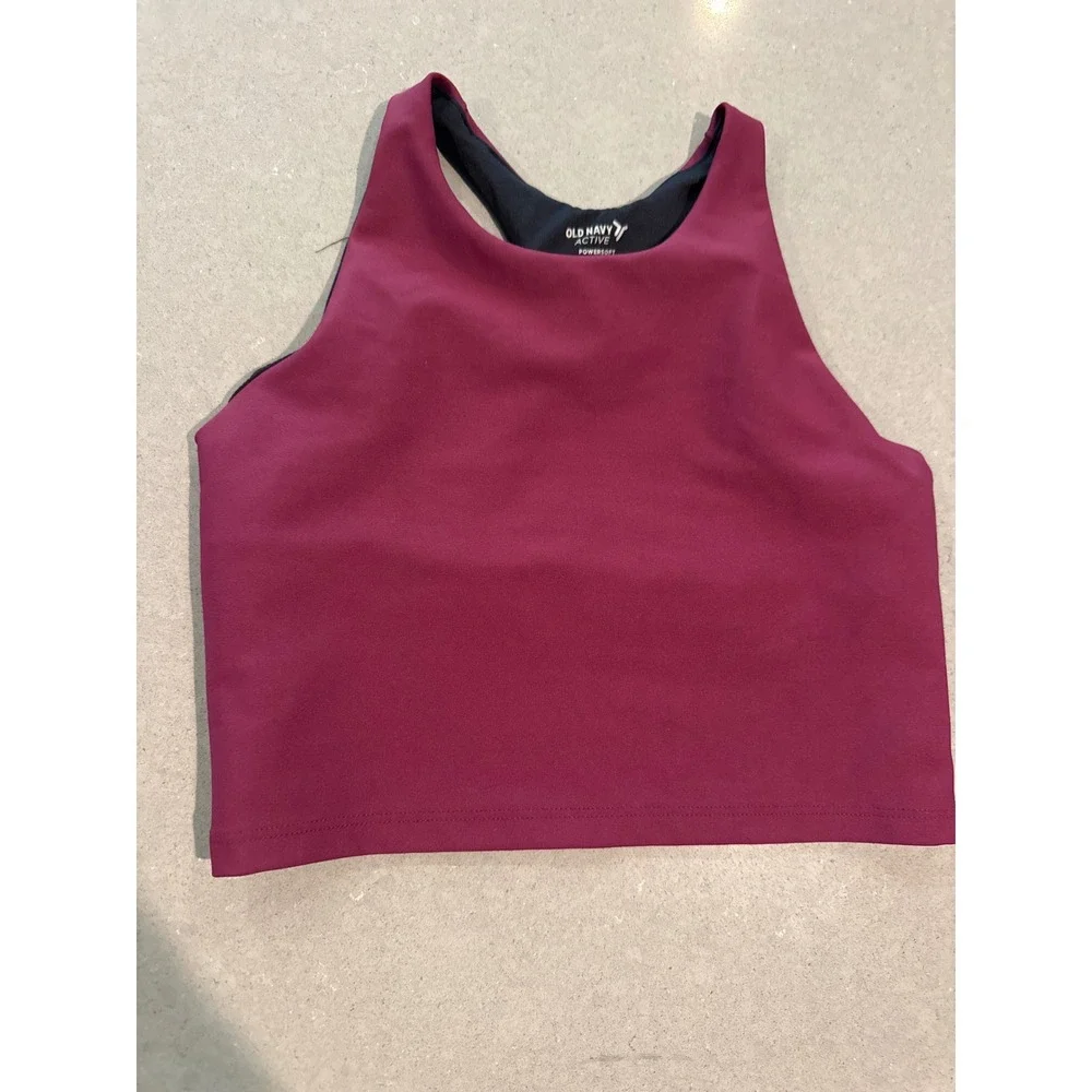 Old Navy Active Girls Crop Top Athletic Tank‎ Burgundy Sleeveless size 10/13